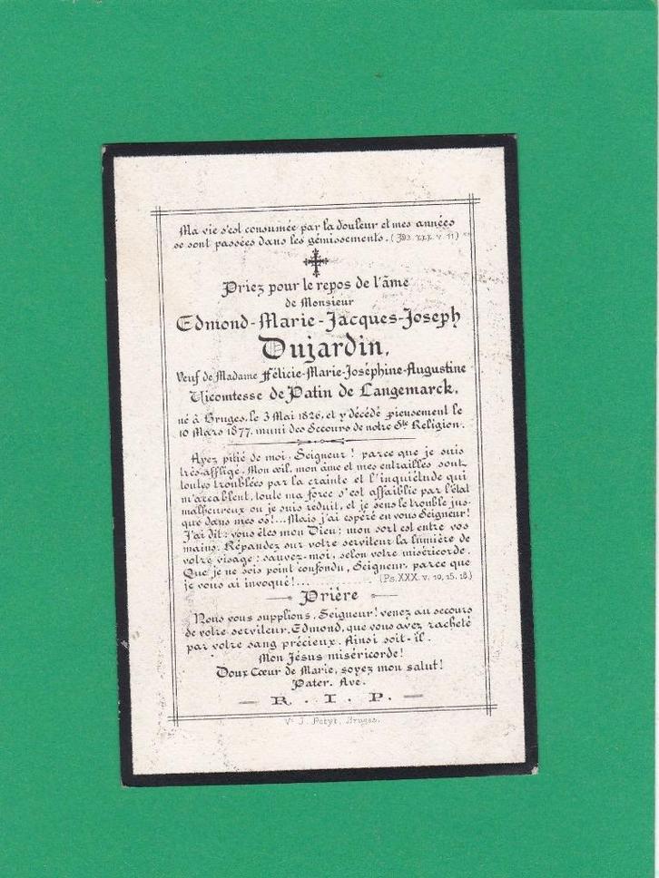 DP Adel Edmond Marie Jacques Joseph Dujardin, Verzamelen, Bidprentjes en Rouwkaarten, Bidprentje, Ophalen of Verzenden