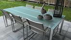 Tuinset RVS + glas, Chaise, Salons de jardin, Comme neuf, 8 places