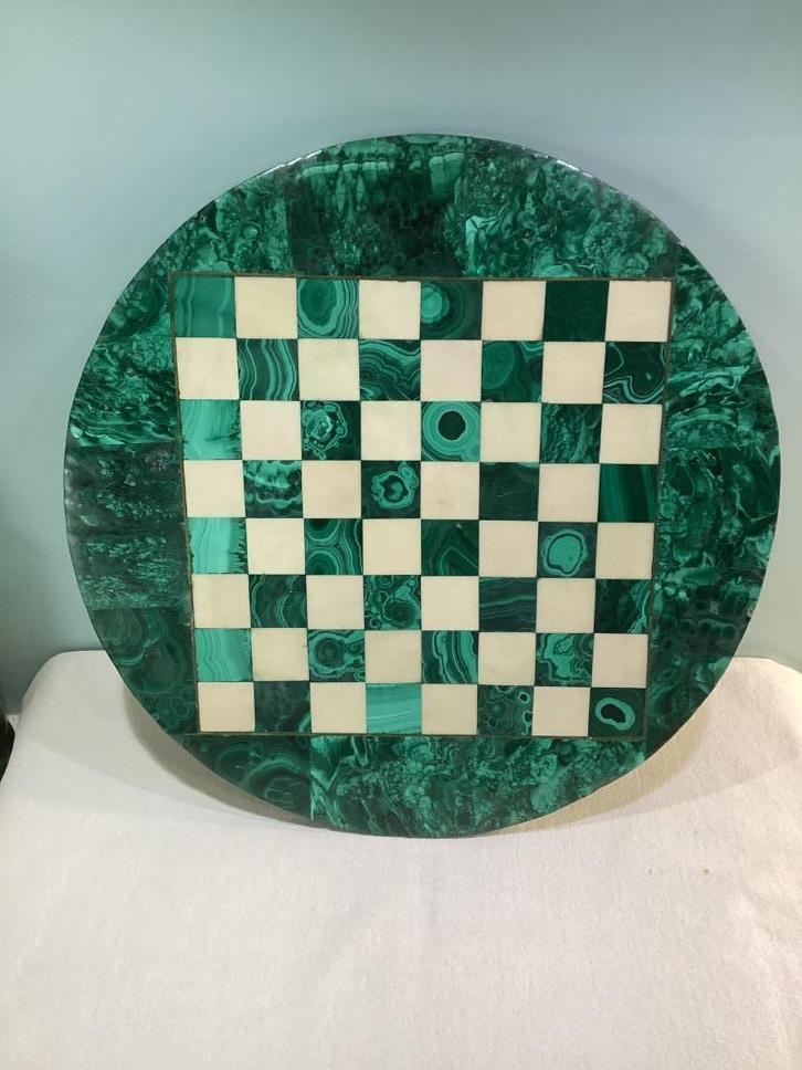 Schaakbord in Malachiet en albast. 297/Ga., Antiek en Kunst, Antiek | Speelgoed, Ophalen of Verzenden