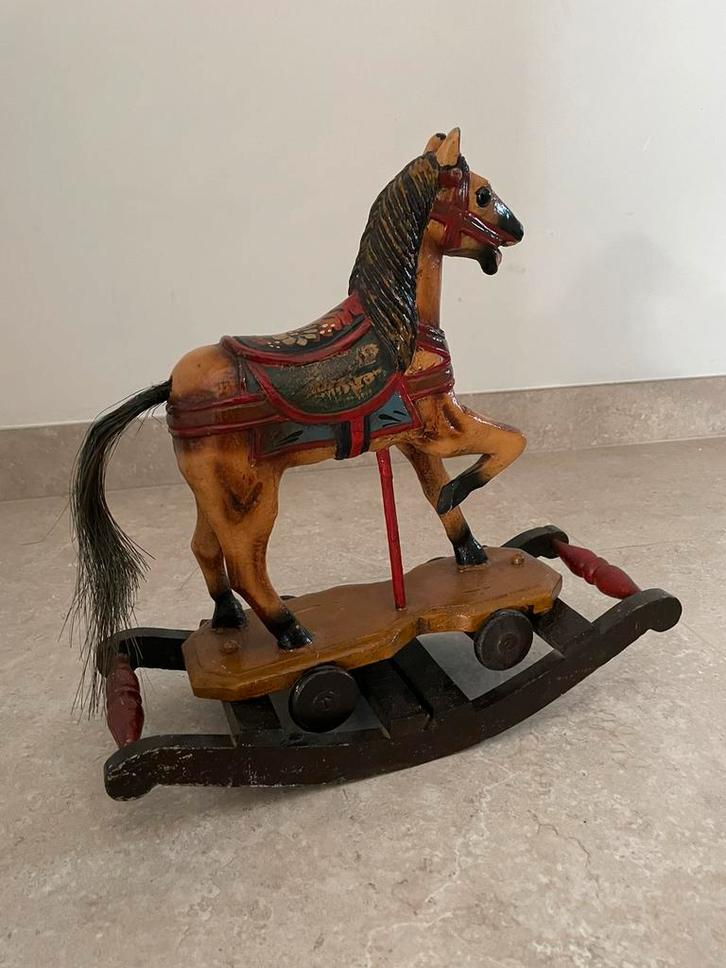 Vintage houten carrousel schommelpaard 35cmx35cm, Antiek en Kunst, Antiek | Speelgoed, Ophalen