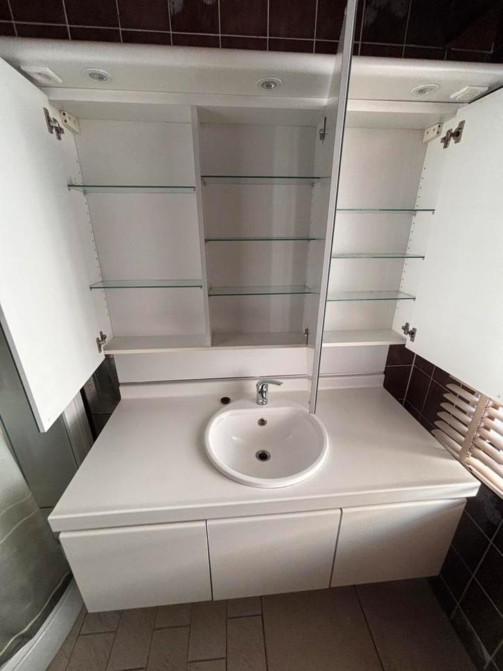 Badkamermeubel met spiegelkast goede staat, Maison & Meubles, Salle de bain | Salle de bain complète, Comme neuf, Enlèvement