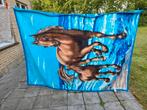 deken met paard, Huis en Inrichting, Slaapkamer | Beddengoed, Gebruikt, Blauw, Tweepersoons, Ophalen of Verzenden