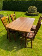 Eiken Keukentafel met stoelen, Huis en Inrichting, 50 tot 100 cm, 100 tot 150 cm, Gebruikt, Rechthoekig