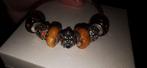 Bracelet Pandora cuir marron 22cm + 7 charms, Pandora, 4 bracelets à breloques ou plus, Enlèvement ou Envoi, Neuf