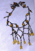 Halsketting vintage art deco met amber, Handtassen en Accessoires, Kettingen, Verzenden, Oranje, Met edelsteen
