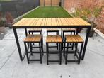 Tuintafel met krukken, Tuin en Terras, Ophalen, Gebruikt, Rechthoekig
