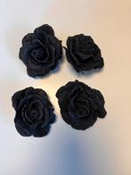Kerstrozen zwarte glitter met knijper , 8 stuks, Enlèvement, Comme neuf