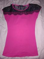 Flashy roos topje met zwart kanten hals MORGAN XS, Kleding | Dames, Topjes, Ophalen, Morgan, Zo goed als nieuw, Korte mouw