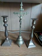 crucifix et chandeliers, Antiquités & Art, Cuivre ou Bronze, Enlèvement ou Envoi