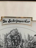 Kader ‘De schrijnwerker’ schetsen op glas, Antiek en Kunst, Ophalen