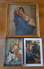 3 oude religieuze prenten ingekadert.mooie warme  kleuren, Antiek en Kunst, Kunst | Litho's en Zeefdrukken, Ophalen of Verzenden