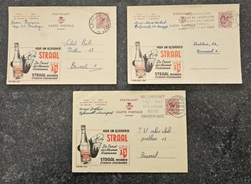 3 oude gele postkaarten met STRAAL reclame beschikbaar voor biedingen