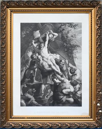 Zeldzame Antieke gravure:P.P. RUBENS L'érection de la croix  disponible aux enchères