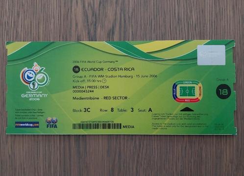Ticket WK WC 2006 FIFA Ecuador-Cista Rica in topstaat, Verzamelen, Sportartikelen en Voetbal, Nieuw, Overige typen, Ophalen of Verzenden