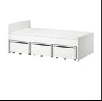 IKEA Slakt 90x200 Bedframe, lattenbodem, opbergladen, Ophalen, 90 cm, Eenpersoons, Wit