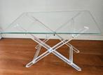 Vintage doorzichtig inklapbaar bijzettafel van plexiglas, Kunststof, Zo goed als nieuw, Rechthoekig, 55 tot 75 cm