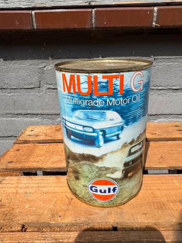 Ancien bidon d'huile Multi G Gulf, Enlèvement ou Envoi, Utilisé, Emballage