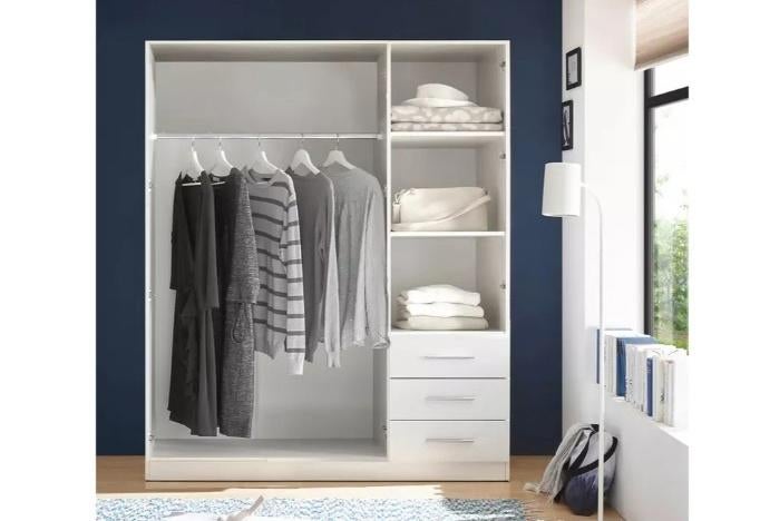 Handige kledingkast met 3 of 2 deuren en lades. Wit, Met deur(en), Verzenden, 150 tot 200 cm, Nieuw