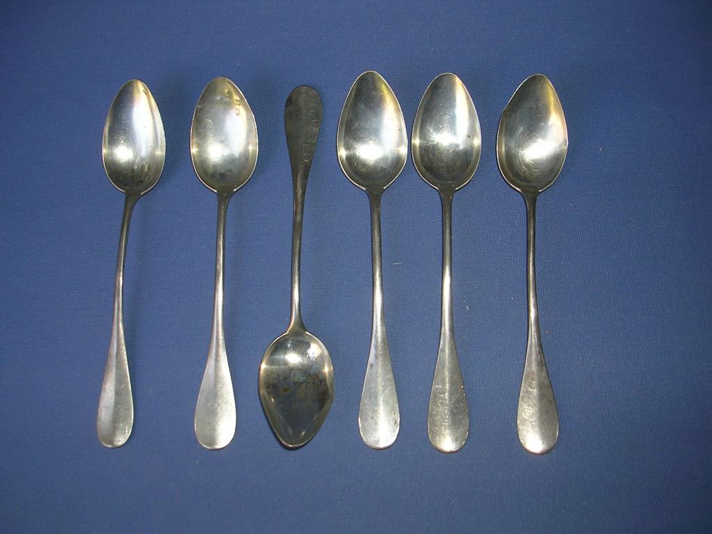 6 cuillères à café de Delheid en argent, Antiquités & Art, Antiquités | Couverts, Enlèvement ou Envoi