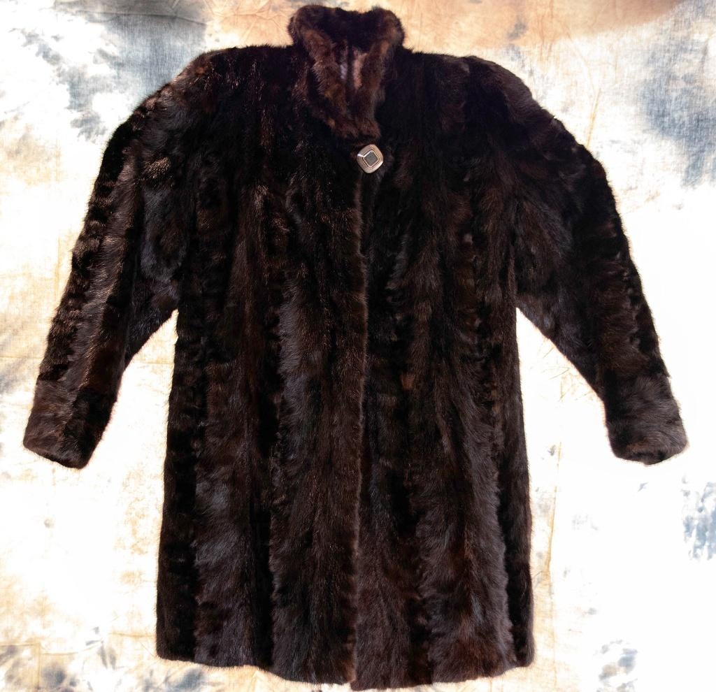 Manteau en fourrure de vison à vendre, Enlèvement, Comme neuf, Taille 42/44 (L), Noir