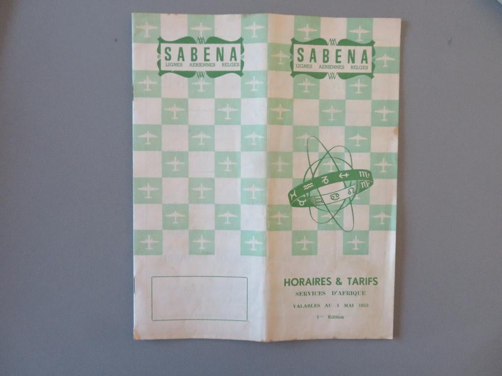 Sabena horaires & tarifs 1953 Special Congo Belgisch Kongo, Collections, Souvenirs Sabena, Enlèvement ou Envoi, Comme neuf