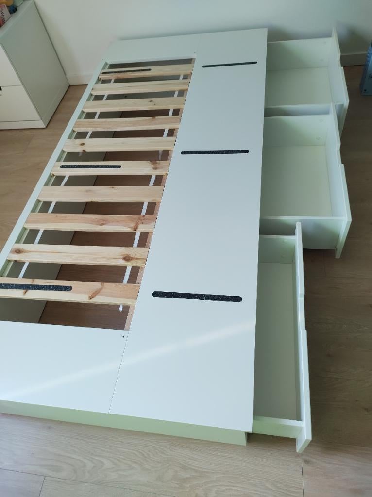Bed IKEA NORDLI 90 X 200, Huis en Inrichting, Ophalen, 90 cm, Eenpersoons, Wit