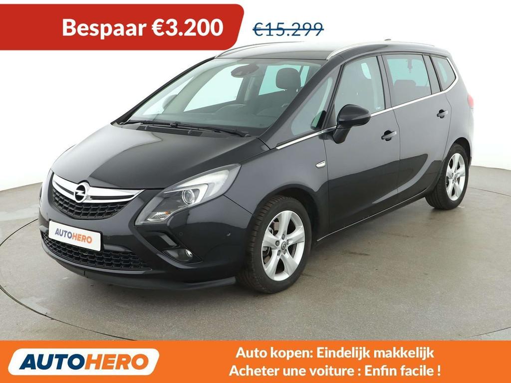 Opel Zafira Tourer 1.4 Turbo Cosmo (bj 2016, automaat), Auto's, Gebruikt, Zwart, Leder, 159 g/km