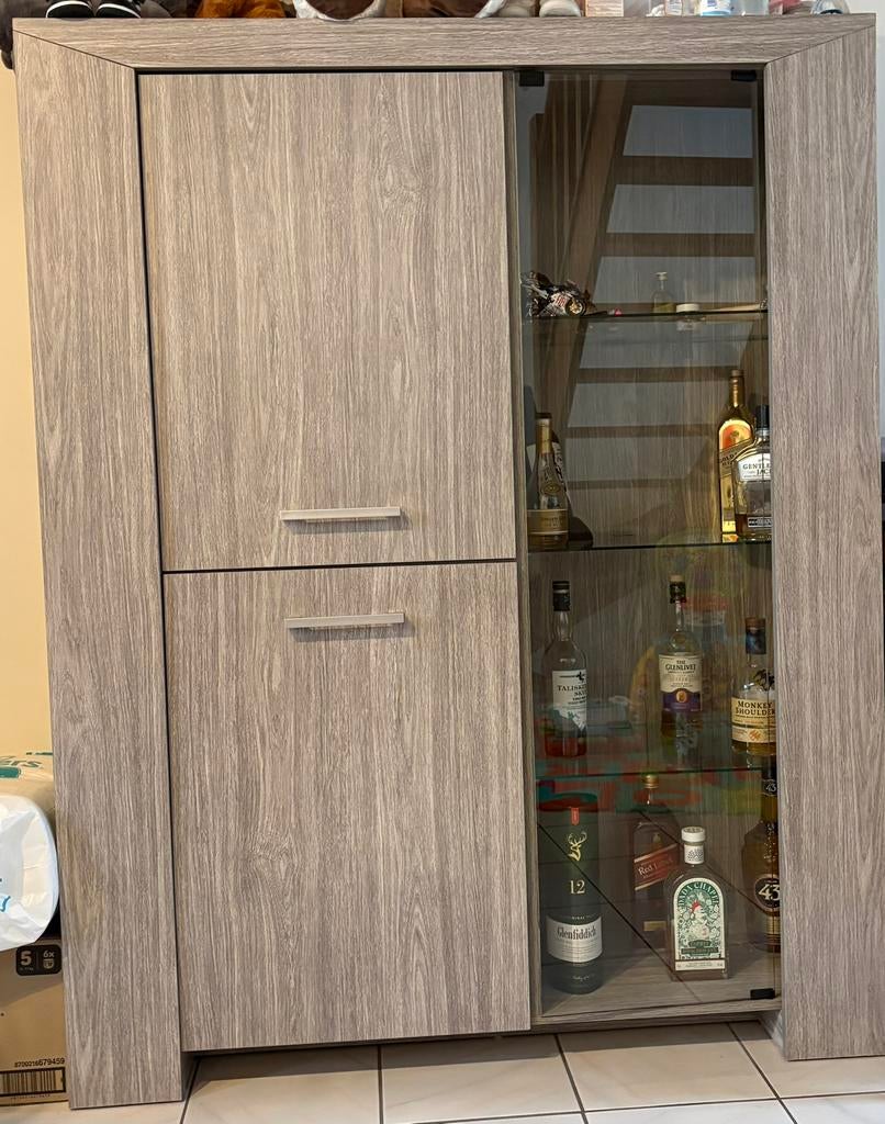 Dressoir en barkast/vitrinekast, Maison & Meubles, Armoires | Vitrines, Comme neuf, Avec tiroir(s), Avec porte(s), Avec tablette(s)