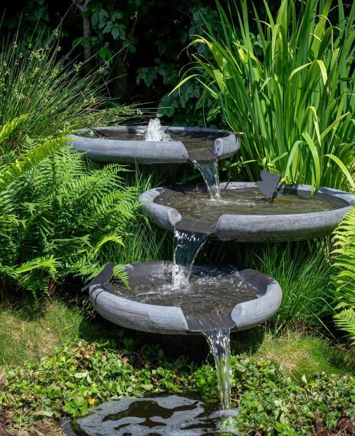 Set van 3 betonnen vijver waterval schalen, Tuin en Terras, Ophalen, Zo goed als nieuw, Waterval