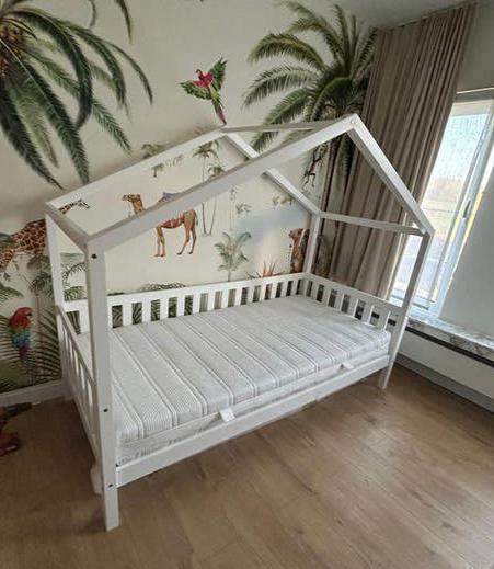 Vipack Dallas Huisbed  Wit – met lattenbodem, Kinderen en Baby's, Kinderkamer | Bedden, Nieuw, Lattenbodem, Ophalen