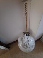 Hanglamp, glazen bol, compleet - jaren '70., Antiek en Kunst, Ophalen