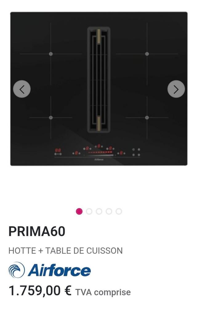 Taque à induction avec hotte intégrée Airforce 60cm, Enlèvement, Neuf, dans son emballage