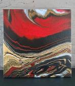 Abstract modern acryl canvas - 50*50cm - zwart/rood, Enlèvement ou Envoi