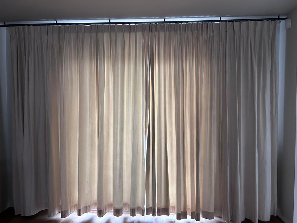 Gevoerd gordijnen creme, Huis en Inrichting, Ophalen, Gebruikt, 200 cm of meer, 200 cm of meer