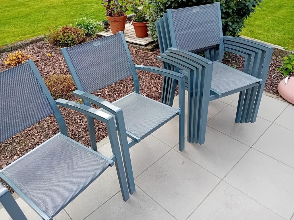 6 tuinstoelen, Tuin en Terras, Ophalen, Aluminium, Stapelbaar