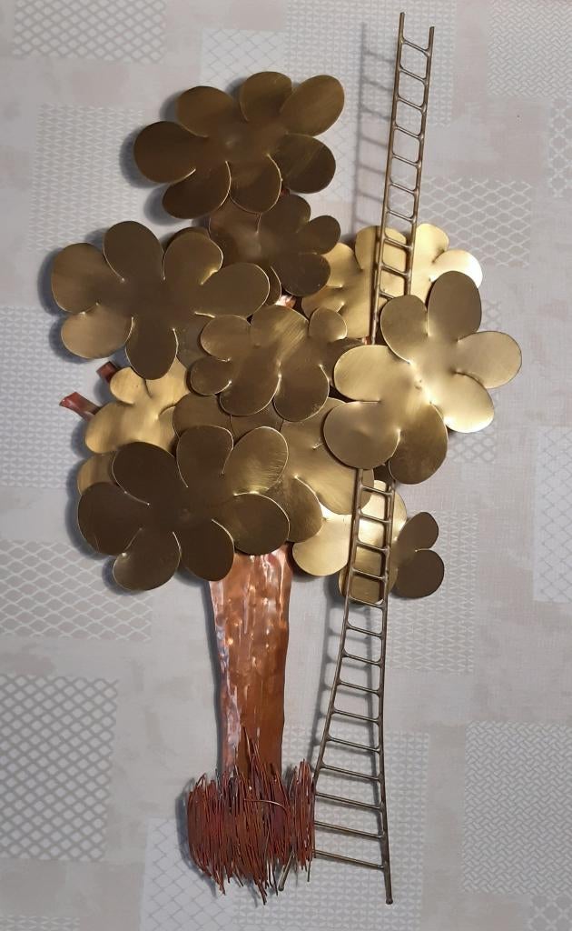 koperen kunstwerk/wandsculptuur 75cm  D'Haeseleer Daniel, Antiquités & Art, Enlèvement