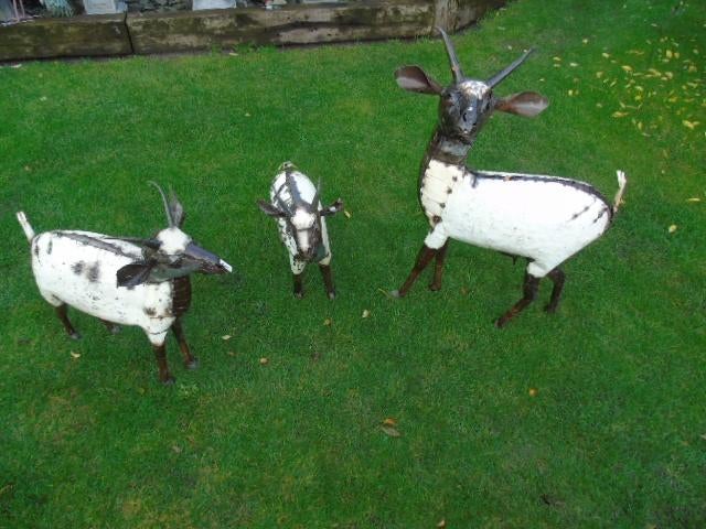 bouc , chèvre ( 3 ) fer forgé couleurs et rouille, Jardin & Terrasse, Statues de jardin, Neuf, Animal, Métal, Enlèvement
