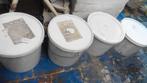 Lot de 4 seaux de barbotine de faïence blanche, Enlèvement