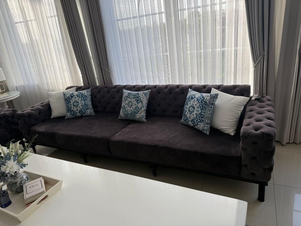 living et salle a manger, Maison & Meubles, Canapés | Salons, Utilisé, Bois, Tissus, Enlèvement