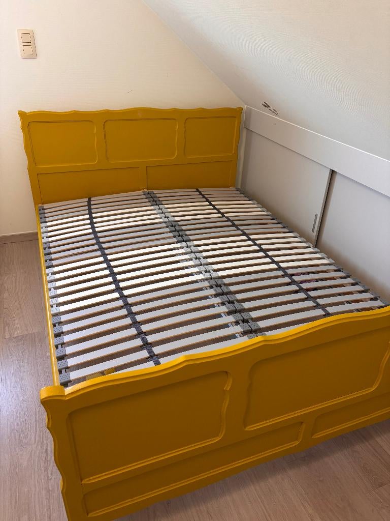 Gele twijfelaar bed | 140x200 | lattenbodem inbegrepen, Huis en Inrichting, Ophalen, Gebruikt, Overige kleuren, 140 cm