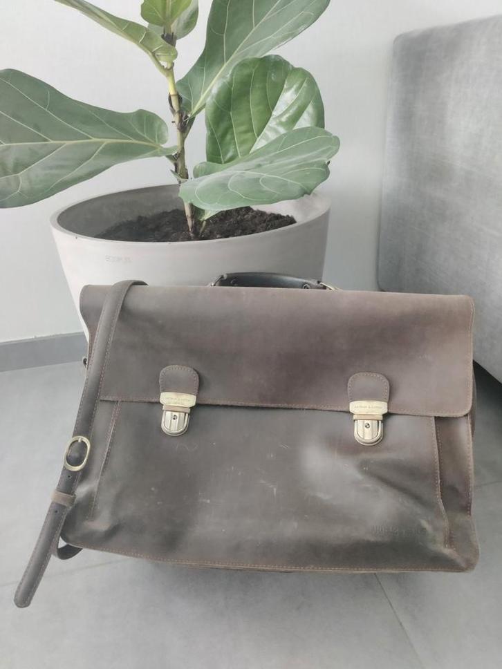 Lederen boekentas Arthur & Aston, Handtassen en Accessoires, Tassen | Schooltassen, Gebruikt, Aktetas of Boekentas, Bruin, Leer