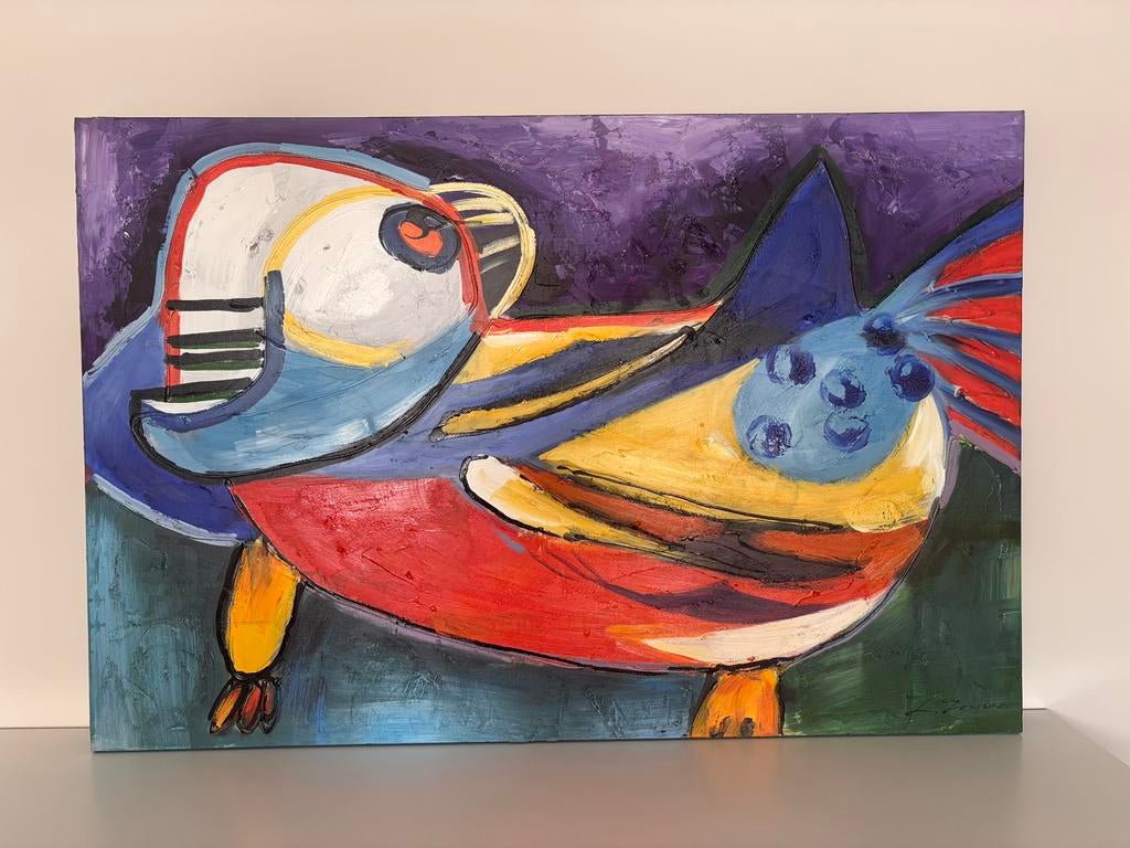 Schilderij “Vogel”, Antiek en Kunst, Kunst | Schilderijen | Modern, Ophalen