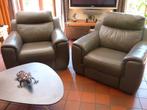 SALON en cuir gris - Divan + 2 fauteuils - Tout Relax, Enlèvement, Utilisé, Cuir