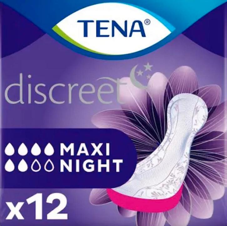 TENA discrete Maxi Night 4 boîtes de 72 (6x12), Divers, Matériel Infirmier, Neuf, Enlèvement ou Envoi