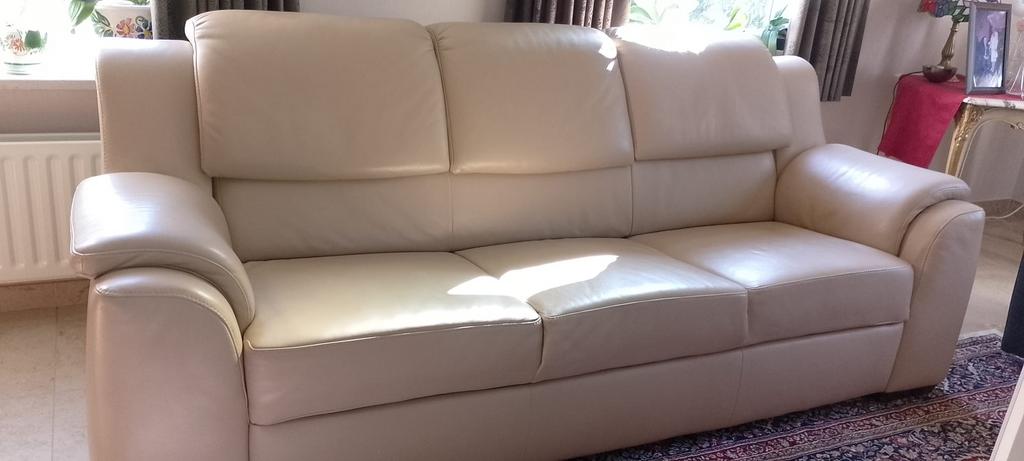 Lederen zetel, Maison & Meubles, Canapés | Salons, Banc droit, Enlèvement, Utilisé, Cuir