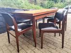 Deens vintage tafel + 6 stoelen, Huis en Inrichting, Gebruikt, Ophalen