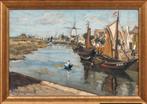 MALFAIT Hubert  " Haven in Zeeland " olie op doek, Antiek en Kunst, Ophalen