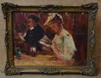 Schilderij restaurant scene Ernest Albert gesigneerd., Antiek en Kunst, Kunst | Schilderijen | Klassiek, Ophalen of Verzenden