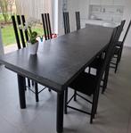 8 zwarte metalen design stoelen met lederen kussen., Huis en Inrichting, Tafels | Eettafels, Ophalen