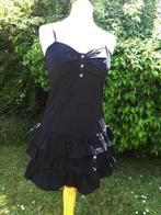 korte stretch bain de soleil zwart + volants / laagjes NIEUW, Kleding | Dames, Jurken, Maat 38/40 (M), Zwart, Nieuw, Ophalen of Verzenden